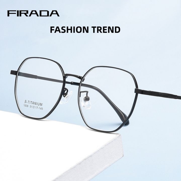FIRADA New Fashion Eyewear Retro Titanium Alloy Polygonal Eyeglasses  Optical Prescription Glasses Frame For Men And Women 1009TH Lazada