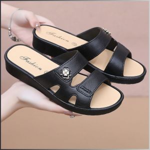 Mom Shoes Midsole Thickness Slippers Summer Indoor and Outdoor Soft Sole Non-slip Multi-band