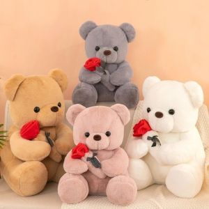 SBX346 Soft Rose Bear Plush Toy Cute Kawaii Stuffed Animal Doll Lover With Roses Rose Bear Plush Doll Valentines Day