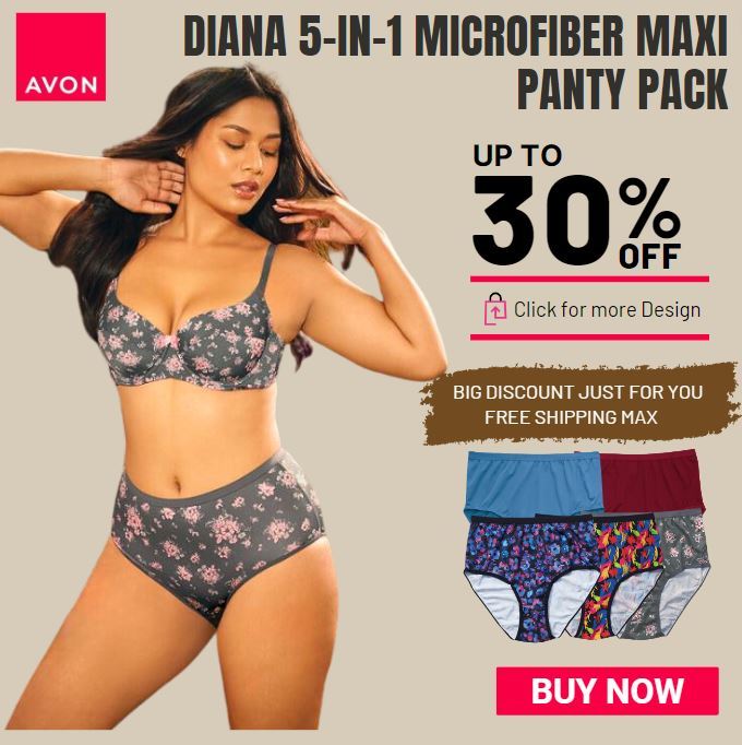 Avon Official Store Diana 5-in-1 Microfiber Maxi Panty Pack Plus Size Panty  for Women original 5pcs/set seamless panty for women Women high Waist  Panties Comfortable Cotton Underwear Solid Color Underpants plus Size