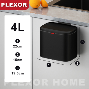 Plexor Counter Top Compost Bin with Lid for Kitchen Waste Food Scrap 4L/8L Small Kitchen Trash Can Under Sink Trash Bin for Kitchen Bathroom Cabinet Trash Can Hanging Stainless Steel Trash Bins with Removable Inner Bucket
