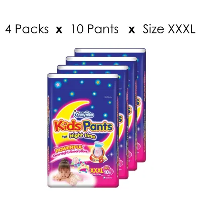 [1 Carton] MamyPoko Kids Night Pants Girl Size XXXL (10s x 4)