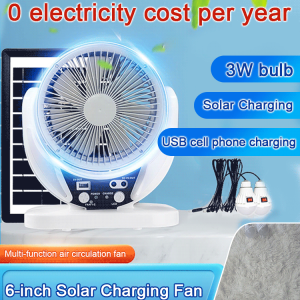 Solar Fan Rechargeable High Wind Power Air Circulation Fan Light Bulb