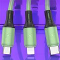 [silicone] 3-in-1 charging cable for Micro/Phone/Type-C fast charging data cable USB charging cable. 
