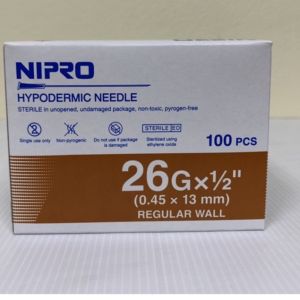 NIPRO STERILE MEDICAL NEEDLE 26G X 1/2 INCH 13MM 100S ( 20 BOXES/PACK ) EXPIRY 2028 GOODS SOLD ARE NON RETURNABLE