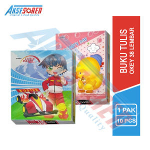 Buku Tulis Sekolah Okey By Kiky [38 Lembar/10 Buku/1 Pack] / Buku Tulis 1 Pak Murah / Buku Kuliah Notebook / Buki Tulis Tebal Karakter 1 Pak Anak Perempuan Laki Laki SD SMP SMA / Peralatan Alat Tulis Sekolah