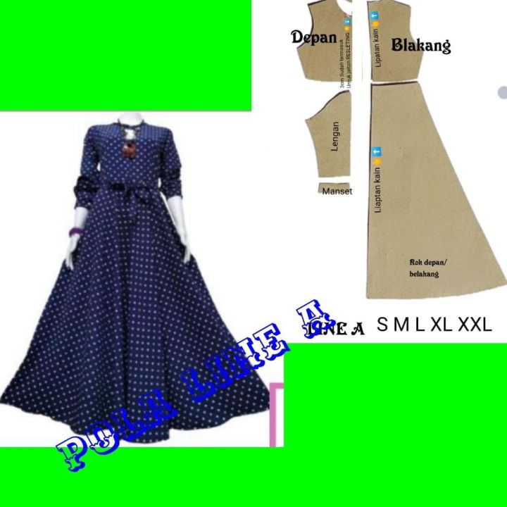 pola instan dress gamis line A terlaris | Lazada Indonesia