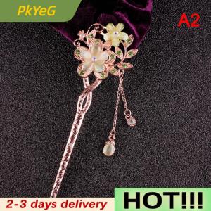 PkYeG Hair Pin Double Flower Rhinestone Hair Stick Hair Clip