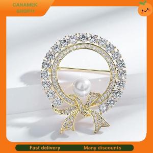 ❣️❣️❣️ Round White Crystal Pearl Cute Bowknot Brooches For Women Fashion Creative Luxury Alloy Anti-glare Lapel Clothes Fixed Pins