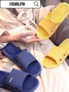 รองเท้าแตะนวด HQSLPS รองเท้าแตะกดจุดเท้าแบบเปิดนิ้วเท้า รองเท้าแตะนวดสะท้อน บรรเทาอาการปวดจากโรคระบบประสาท โรคข้ออักเสบ ปวดเท้าจากพังผืดฝ่าเท้า รองเท้าแตะสำหรับผู้หญิงและผู้ชาย ไม่ลื่นสำหรับอาบน้ำในร่ม สีน้ำเงิน ขนาด 9-9.5