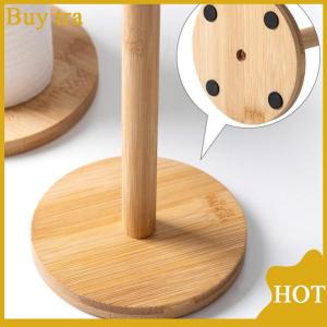 [Buytra] Kitchen Wooden Roll Paper Towel Holder Bathroom Tissue Vertical Stand Disposable Paper Pot Kitchen Toilet Storage Accessories