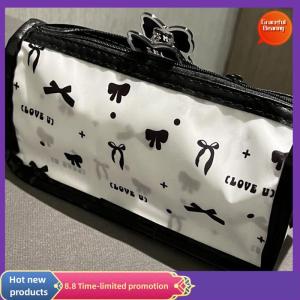 Graceful Cartoon Translucent Pencil Case Multi-layer Vertical Large-capacity Stationery Storage Bag School Supply Cosmetic Bag