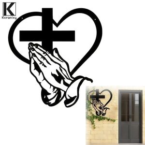 Metal Wall Cross Hanging Religious Home Decor Christmas Blessing Lucky Ornament Rustic Display