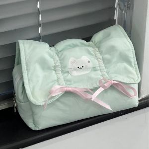 JOYNCLEON Thiết kế mèo dễ thương Dây Kéo bút chì Trường hợp với Bowknot dung tích lớn phong cách cao Túi đựng văn phòng phẩm học sinh cho cô gái