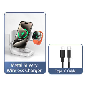 Wireless Charger Stand Metal Shell Magnetic 15W Fast Charging Station Stand for iPhone 12-17 Mobile Phones Airpods Watch