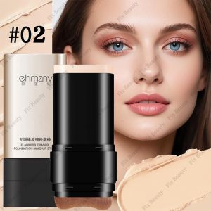 2-In-1 Korean Flawless Eraser Foundation Stick with Brush Waterproof Long-Lasting Full Coverage Concealer Moisturizing Lightweight Double-Ended Foundation Makeup Stick