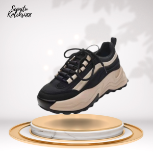 Sepatu Sneaker Wanita Premium Hitam Beige 245 Sepatukoleksi