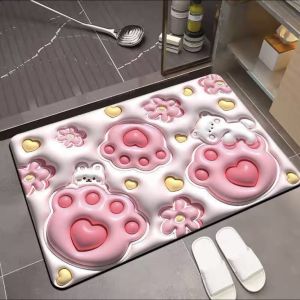fashion58 3D Vision Cartoon Rug Non-slip Absorbent Bath Mat Creative Kawaii Floor Mat Non-slip Rug