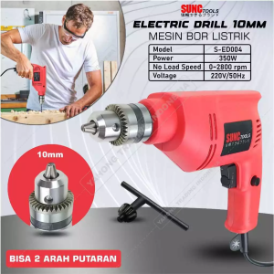 SUNC TOOLS Mesin Bor Listrik 10mm Bor Tangan Bolak Balik Electric Drill Variabel Speed 350W