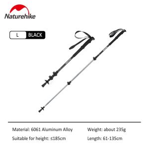 Naturehike Folding Trekking Pole Foldable Walking Stick for Climbing Retractable 3 Sections Telescopic 7075 Aluminum