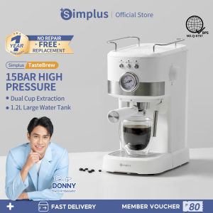 Simplus Coffee Maker Semi Automatic Espresso Extraction Coffee Machine 15Bar High Pressure 1.2L Water Tank Temperature Gauge Design
