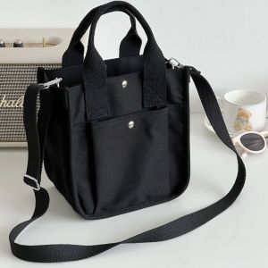 Japan Original Canvas Bag Messenger Simple Handbag Lunch Large Capacity Student Box 原创日系有型立体托特帆布手拎斜挎包简约百搭单肩手提便当餐盒包