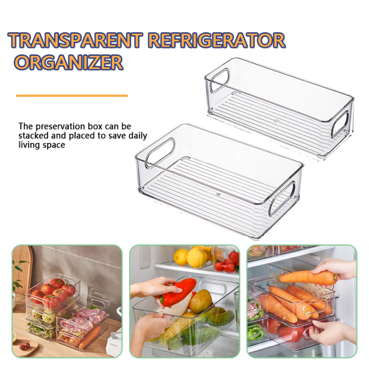 Refridgerator Rectangle Transparent Refrigerator Organizer Acrylic Organizers Food Storage Box ...