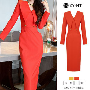 ZY.HT EraVogue Womens Dresses Yellow Dresses Orange Dresses Long Sleeve Dresses Work Dresses High Society Dresses Wedding Dresses French Dresses 50552
