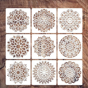 9 PCSmandala hollow out painting template painting tool