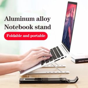Foldable Aluminum Laptop Stand Portable Adjustable Holder Universal Macbook Laptops Silver colour Lightweight Alloy