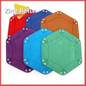 zhanjietun Foldable Tray Box PU Leather Folding Hexagon Square Tray Game