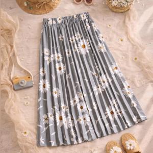 Rok panjang rok plisket motif bunga Daisy plisket hayget premium couple anak sampai dewasa