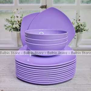 satu paket 6 set isi 3 piring prasmanan lebar 23 cm dan mangkuk bulat 7lebar 165 cm melamine tebal