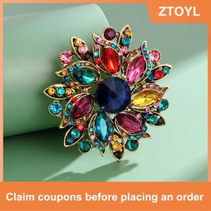 【ZTOYL】 1pcs sáng tạo Tinh thể thủy tinh pins Stylish rhinestone hoa trâm cài cho phụ nữ tổ chức sự kiện vui sang trọng quà tặng năm mới bạn bè trang trí