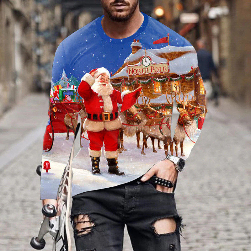 [Local Stock] HBESTY Christmas Pattern T-Shirt For Men Funny Santa ...