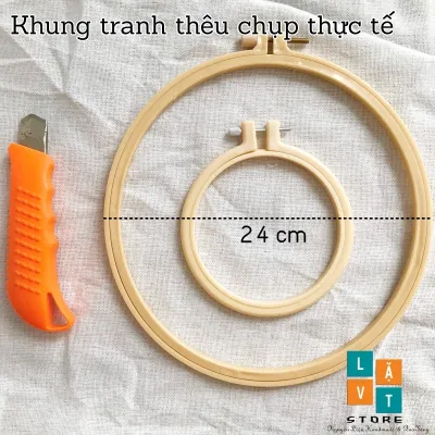 [Handmade] Khung thêu tròn giả tre bằng nhựa chắc chắn để đan may vá...