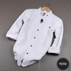 Kemeja Pria Panjang Buat Kuliah & Kerja Polos Putih