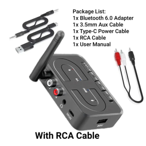 HLINKEY T89 Bluetooth 6.0 Audio Receiver Adapter With RCA AUX USB Port Wireless Car Stereo Music Adapter For Old Speaker Amplifier Home Audio System