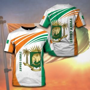 IVORY COAST Flag & Coat of Arms Graphic Tee Summer Casual Streetwear Mens Fashion T-shirts Boy Oversized Short Sleeve Tops