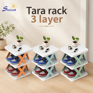 TARA MAX Rak Sepatu Lipat Model Silang X 3 Susun 5 Susun Rak Serbaguna Plastik Hemat Ruang Minimalis