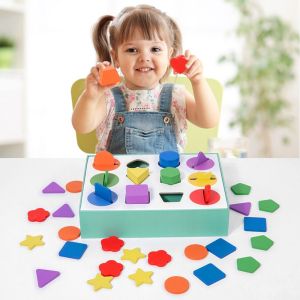 SUPERRR Wooden Montessori Wooden Farm Toys Montessori Wooden Toy Shape Recognition Toys Wooden Educational Toys Cartoon Animal Shape Sorting Toys Gifts
