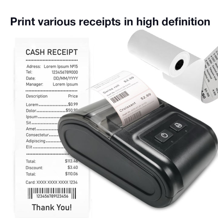 Qunsuo Pocket 58mm Thermal Mini Bluetooth Receipt Printer Wireless