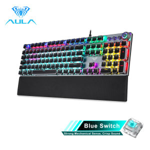 AULA F2058/F2088 PUNK Mechanical Gaming Keyboard with 22 Backlit 108 Keys Blue Switch/ Black Switch/ Brown Switch/ Red Switch Metal-plated Keycaps Metal Pane with Removable Wrist Rest Programmable USB Plug and Play for PC/Laptop/MAC