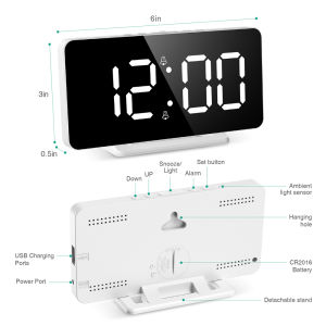 ORIA Digital Alarm Clock Large Digit Wall Clock Removable Stand with 12/24H Format Adjustable Brightness Snooze Function