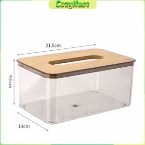 C.N. Tissue Box Gray Transparent Nordic Style Paper Roll Box Desktop Storage Box S/M/L