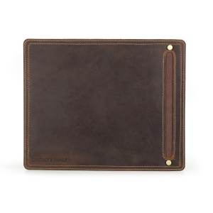 FCCONTACT FAMILY Genuine Leather Mouse Pad Anti-Slip Laptop Nubuck with Pen Holder Gaming Mice New Desk Cushion Retro Comfortable Pad