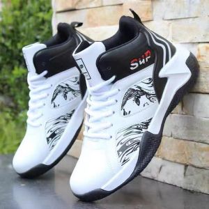 Korean Spike Basketball Shoes For Men Thick Bottom Casual Mens Sports Shoes High Cut Running Shoes