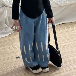 Sweetkids Girls Fashion Jeans Korean Style Spring and Autumn Childrens Jeans Loose Casual Pants Trousers Suitable For 2-14 Years