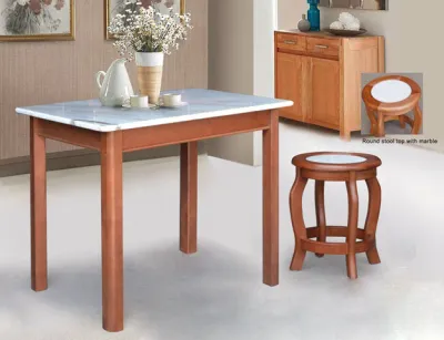 [A-STAR] 1 + 4 Marble Dining Set in wooden Table Chair FREE INSTALL)
