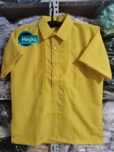 Formal/ Office Uniform/ Canary Yellow Short Sleeve Barong